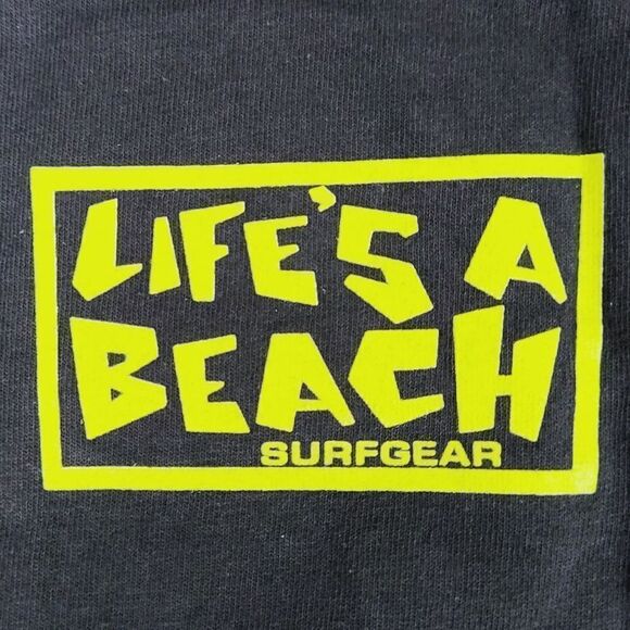 Lifes A Beach Mens Black & Green Cotton Short Sleeve Graphic Tee T shirt Size S - Picture 3 of 8